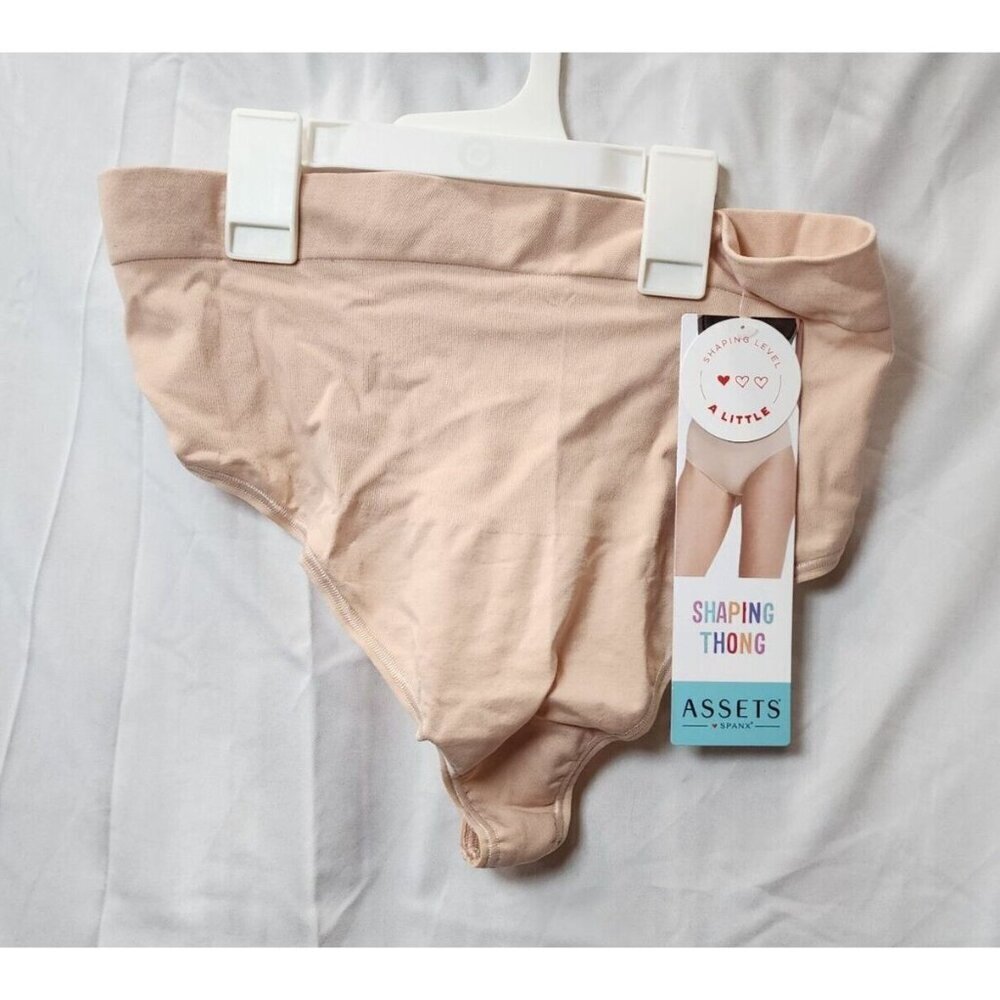 New Assets Women's Beige High-Waisted Thong Shapewear Underwear Size XL
